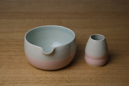 Matcha Bowl with Whisk Holder - Pink Mint