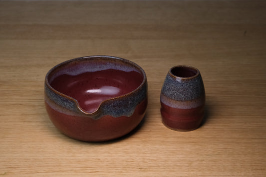 Matcha Bowl with Whisk Holder - Burgundy